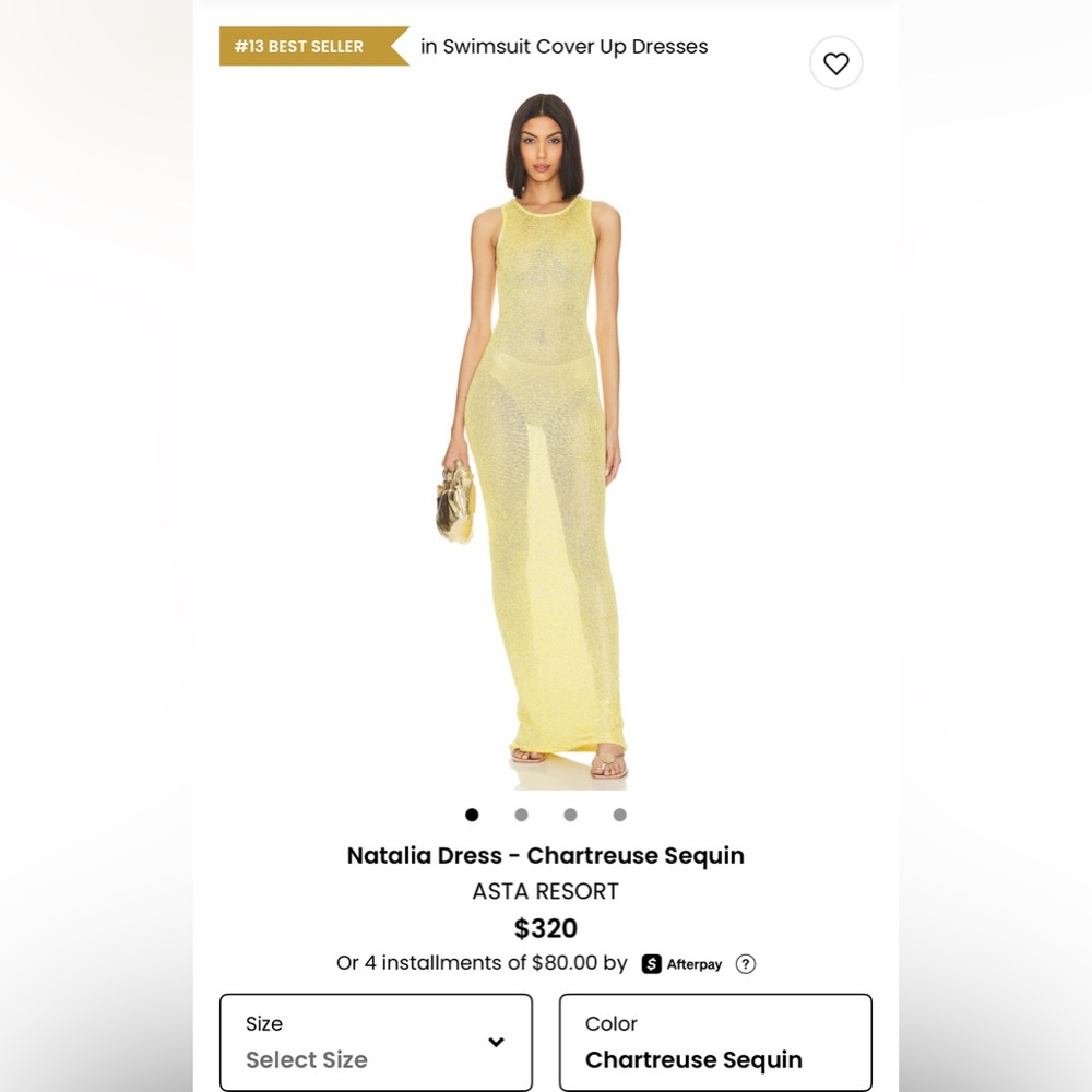 ASTA RESORT Chartreuse Sequin Natalia Dress. Size small